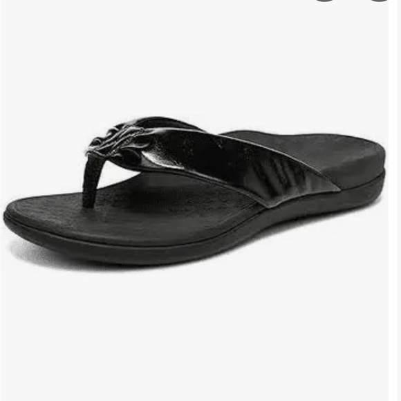 Vionic Melo Black Toe Post Sandals Size 9 - Picture 1 of 7